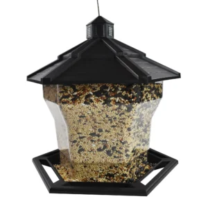 Black Recycled Plastic Hopper Wild Bird Feeder