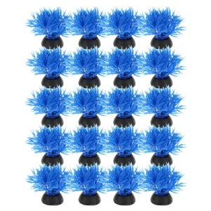 20 Pcs Aquarium Artificial Plants Plastic for Fish Tank Decor | Blue