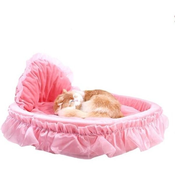 Cute Princess Pet Bed Bow-TIE Lace Cat Sofa 15.7"L x 17.7"W x 4.7"Th - Image 3