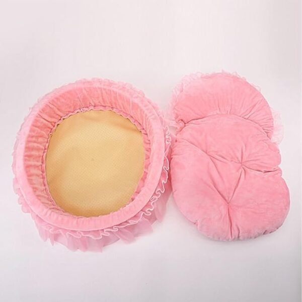 Cute Princess Pet Bed Bow-TIE Lace Cat Sofa 15.7"L x 17.7"W x 4.7"Th - Image 2