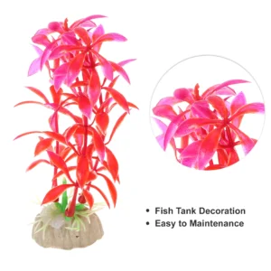 10 Pcs Aquarium Plastic Plants for Fish Tank Landscape Decoration, Red