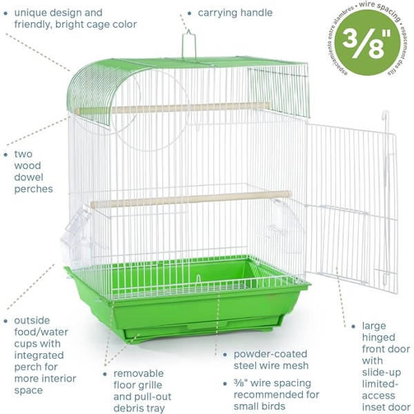 South Beach Flat Top Bird Cage, Lime Green - Image 3
