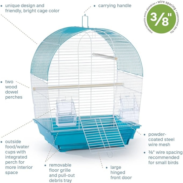 South Beach Dome Top Bird Cage, Teal (SP50071) - Image 3