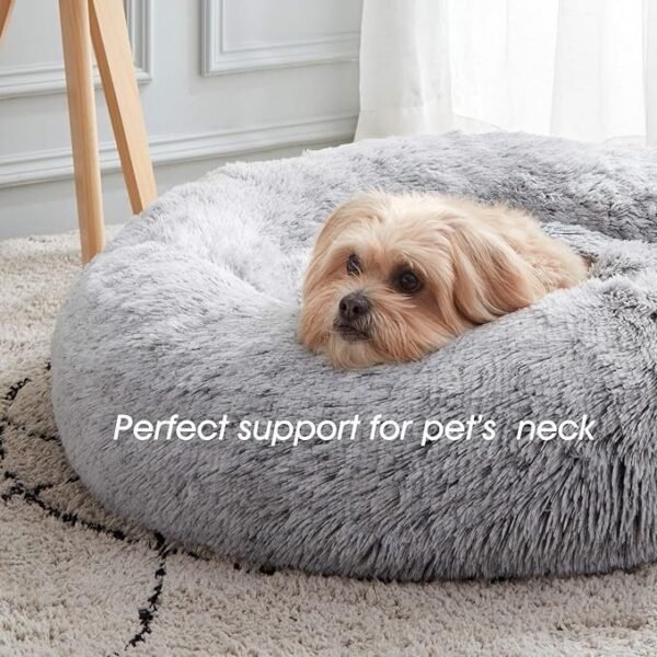 Dog Bed, Anti-Anxiety Donut Cuddler Warming Cozy Soft Round Bed 20.0"L x 20.0"W x 8.0"Th - Image 3