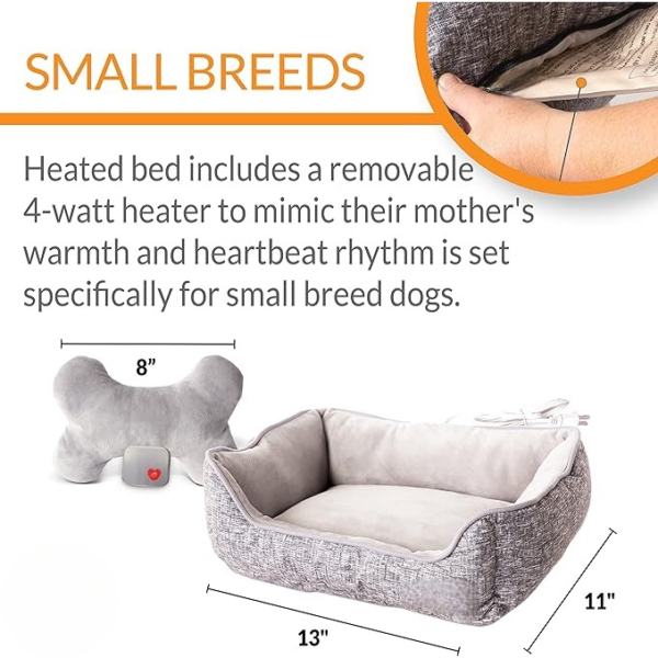 Heated Dog Bed with Bone Pillow 11 X 13 Inches - Image 2