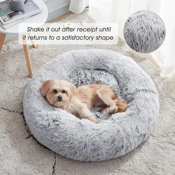 Dog Bed, Anti-Anxiety Donut Cuddler Warming Cozy Soft Round Bed 20.0"L x 20.0"W x 8.0"Th - Image 2