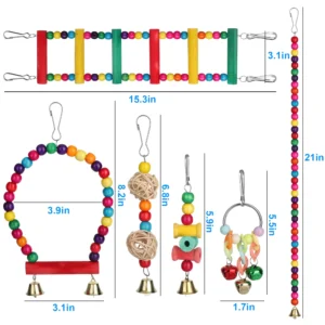 6pcs Bird Cage Accessories, Hanging Bird toys for Cockatiels, Parakeets, Parrots, Finches