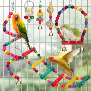 6pcs Bird Cage Accessories, Hanging Bird toys for Cockatiels, Parakeets, Parrots, Finches