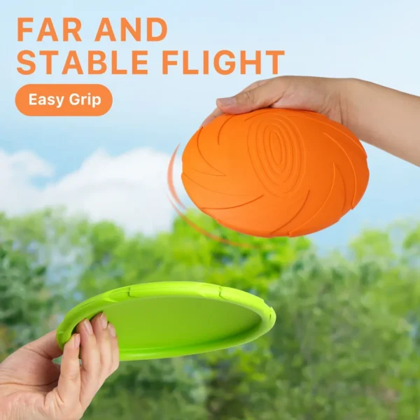 2-Pcs Dog Flying Disc Saucer - Orange and Green - Image 2
