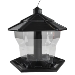 Black Recycled Plastic Hopper Wild Bird Feeder