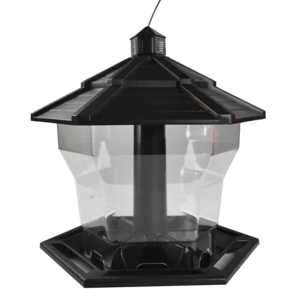 Black Recycled Plastic Hopper Wild Bird Feeder - Image 2
